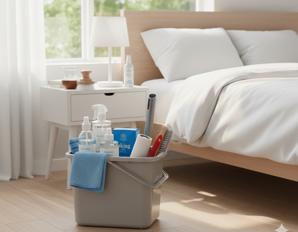 Image about cleaning bedside lamp